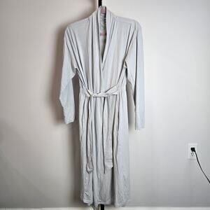 Soft Surroundings Loungewear Robe Elastic Waist Long Sleeve Silver Gray Small